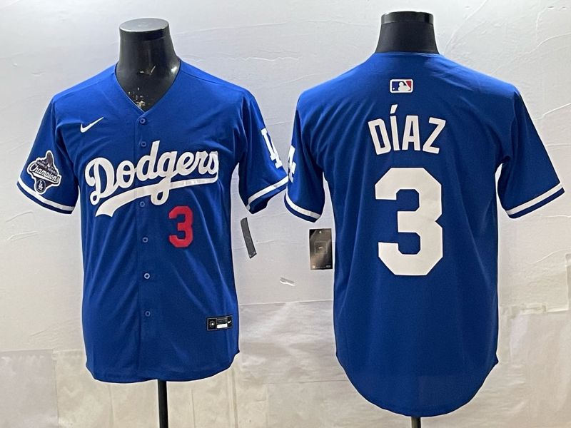 Men 2026 Los Angeles Dodgers #3 Diaz Blue Game Nike MLB Jersey style 005